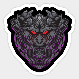 Cyberpunk Mecha Wolf Sticker